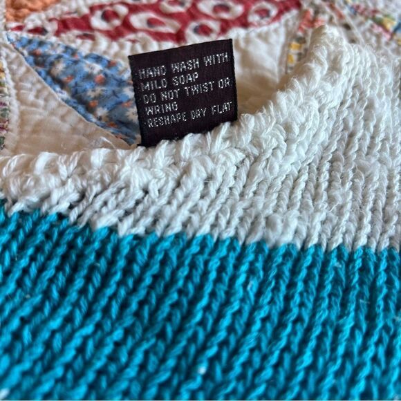 Ginenne Vintage Pink Blue Yellow Big Floral Knit Sweater Blouse S See Details - Picture 7 of 15